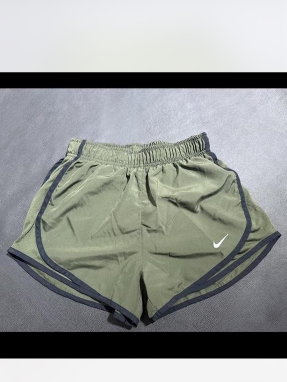 Nike Women’s Olive Green Athletic Shorts with Black Trim